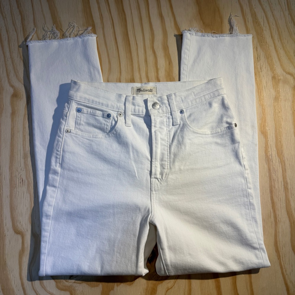Madewell Women's The Perfect Vintage Jean White Raw Hem High Rise Size 26